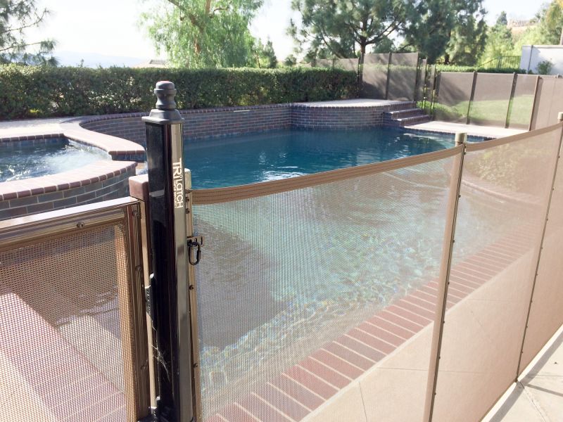 Poolside Mesh Fence Setup